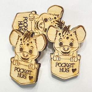 Hyena Pocket Hug Laser Ready Cut File for Glowforge or Other Lasers | SVG and PDF Digital Cut File | Cute Pocket Pal Token Engraving File
