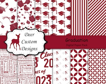 2023 Graduation Paper Pack | Graduation Scrapbook Paper | Printable Graduation Papers | Grad Paper | Printable Grad Papers | Scrapbook Paper