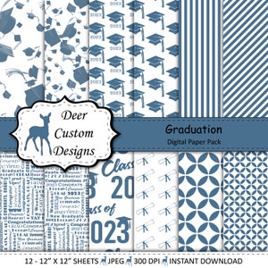 2023 Graduation Paper Pack | Graduation Scrapbook Paper | Printable Graduation Papers | Grad Paper | Printable Grad Papers | Scrapbook Paper