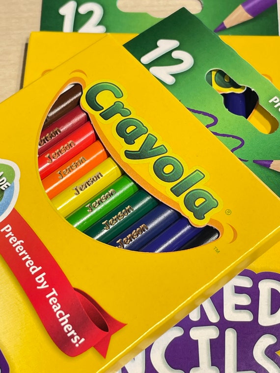 Personalized Crayola Colored Pencils for Back to School Elementary Kindergarten Gift | Laser Engraved Color Pencils for Teacher or Students Il_570xn
