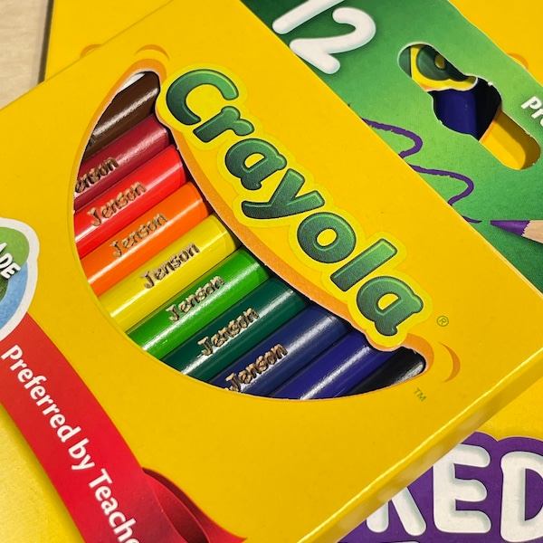Personalized Crayola Colored Pencils for Back to School Elementary Kindergarten Gift | Laser Engraved Color Pencils for Teacher or Students