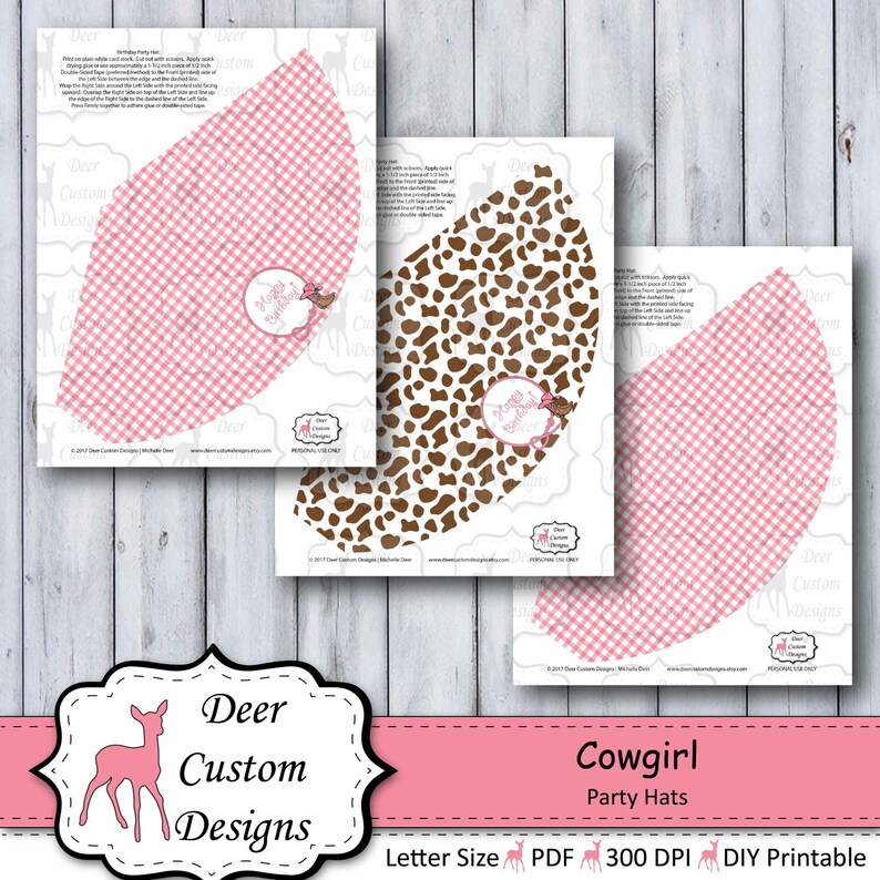 Cowgirl Party Hat Cowgirl Birthday Hat Cowgirl Birthday Western Birthday Western Party Instant Download Printable image 1