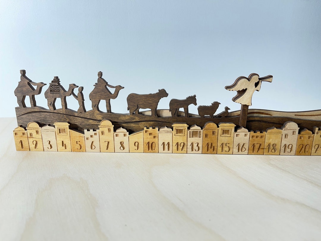 Wooden Nativity Advent Calendar Christmas Countdown Holiday Tradition