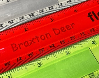 Personalized Laser Engraved 12" Flexible Ruler for Back to School Elementary Student or Teacher Gift | Laser Engraved Wood Rulers