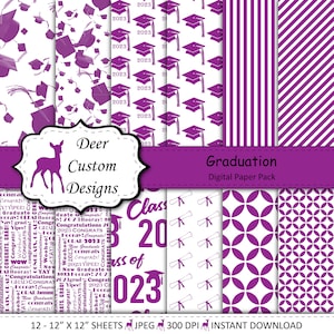 2023 Graduation Paper Pack | Graduation Scrapbook Paper | Printable Graduation Papers | Grad Paper | Printable Grad Papers | Scrapbook Paper