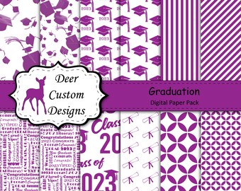 2023 Graduation Paper Pack | Graduation Scrapbook Paper | Printable Graduation Papers | Grad Paper | Printable Grad Papers | Scrapbook Paper