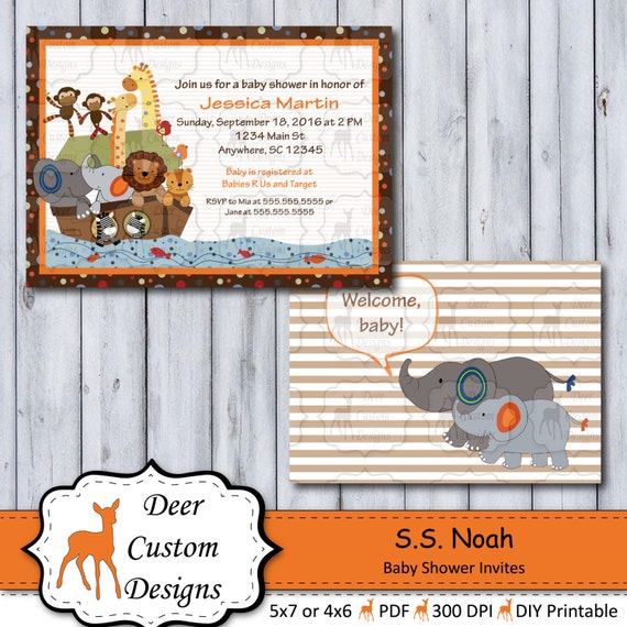 Custom SS Noah Baby Shower Invitation SS Noah Nursery By Lambs Ivy 