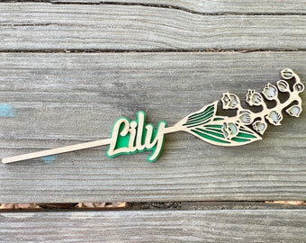 Lily of the Valley Name Flower Wooden Mother's Day Gift, Personalized Valentine's Day Gift, May Birth Month Flower Anniversary Gift for Her