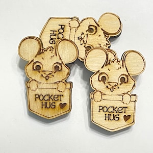 Mouse Pocket Hug Laser Ready Cut File for Glowforge or Other Lasers | SVG and PDF Digital Cut File | Cute Pocket Pal Token Engraving File