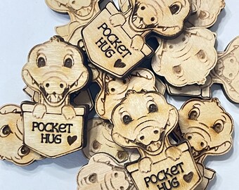 Croc Pocket Hug Laser Ready Cut File for Glowforge or Other Lasers | SVG and PDF Digital Cut File | Cute Pocket Pal Token Engraving File