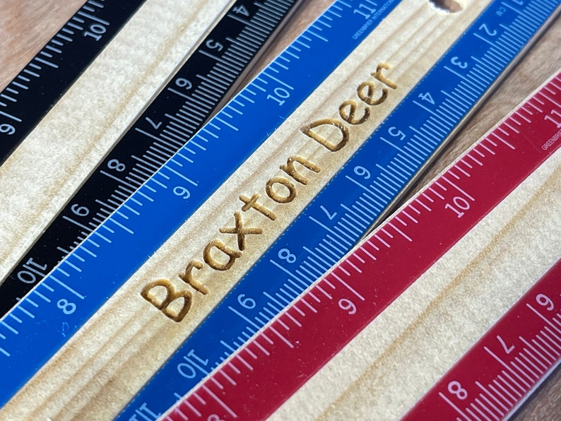 Personalized Laser Engraved 12 Wooden Ruler for Back to School Elementary Student or Teacher Gift Laser Engraved Wood Rulers afbeelding 2