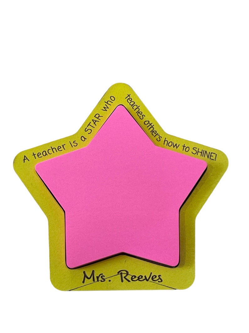 Personalized Star Teacher Sticky Note Holder Laser Engraved Teacher Appreciation or Back to School Gift for Teachers or Educators afbeelding 6