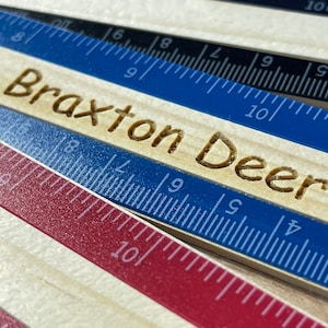 Personalized Laser Engraved 12&quot; Wooden Ruler for Back to School Elementary Student or Teacher Gift | Laser Engraved Wood Rulers
