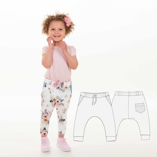 Patron de couture sarouel pour enfants pantalon de jogging DADO tailles 92-146 ebook de Patternforkids