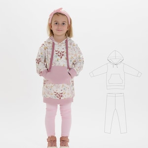 Toddler Kids Girls Tunic casual sweatshirt and leggings sewing pattern ebook pdf, 12m to 11y image 1