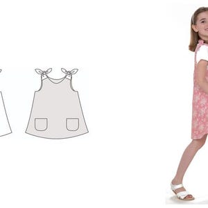 Patrón de costura para vestido reversible JULE – Túnica para niña con lazo y bolsillo (PDF, 9 meses–12 años)