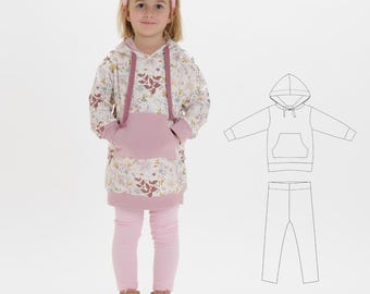 Wykrój na tunikę dziecięcą ARWEN ENNA – Bluza-tunika i legginsy w formacie PDF 12 miesięcy–11 lat