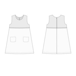 Mädchen Kleid in A-Linien mit verdecktem Reißverschluss Tasche und Zierband GEMMA Größen 92-158 Schnittmuster pdf von Patternforkids Bild 2