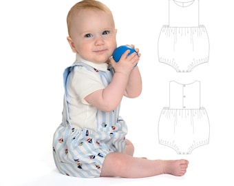Baby-Bloomer/Kurzoverall/Jumpsuit Größen 50-92 MARCO Schnittmuster pdf Patternforkids