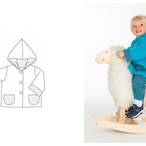 Baby Jacket Pattern TORETTO – Lined Pixie Hood Sewing PDF 3m–4y