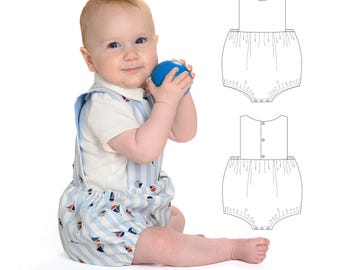 Sewing Pattern Baby Bloomer MARCO PDF Snaps Sizes 0m-2y