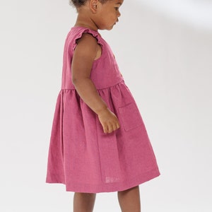 PDF Sewing Pattern Digital Download Girls Dress Tutorial Complete Instructions Multiple Sizes Available Beginner Guide Button Front Style Ruffle Bodice Design Gathered Skirt Detail Photo Steps Included Easy Learning Resource