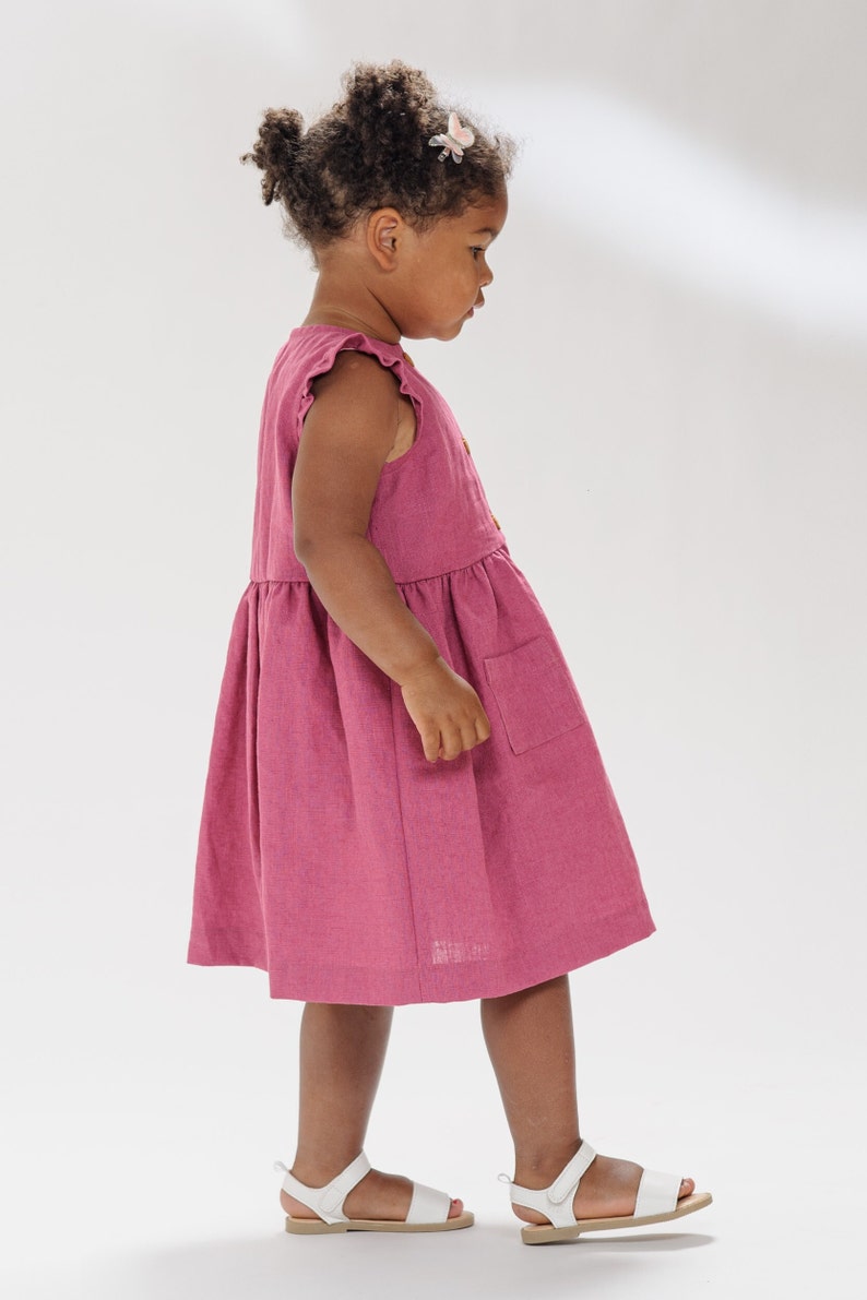PDF Sewing Pattern Digital Download Girls Dress Tutorial Complete Instructions Multiple Sizes Available Beginner Guide Button Front Style Ruffle Bodice Design Gathered Skirt Detail Photo Steps Included Easy Learning Resource