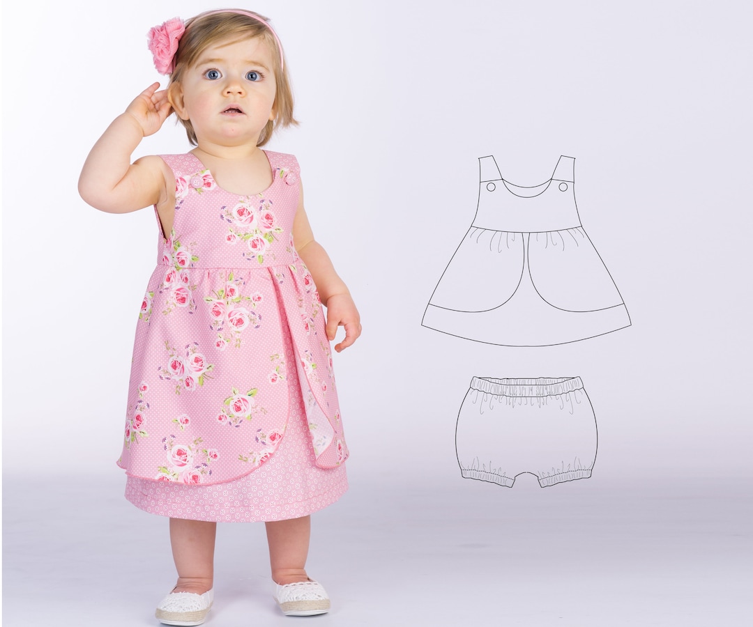 Modello PDF per abito e mutandine per neonati – Set gemellare