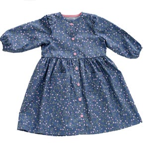 Digital Sewing Pattern Girls Dress Tutorial PDF Download Complete Instructions Beginner Friendly Guide Multiple Size Options Long Sleeve Sleeveless Versions Ruffle Bodice Design Button Front Detail Gathered Skirt Style Photo Tutorial
