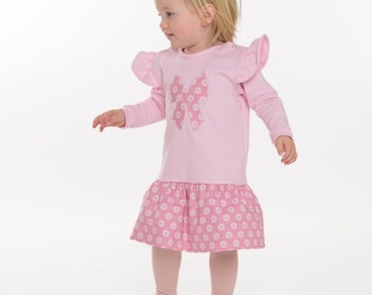 Sewing pattern dress and sweatshirt with ruffles for girls SOPHIE by Patternforkids ebook pdf, sizes 0m-4Y