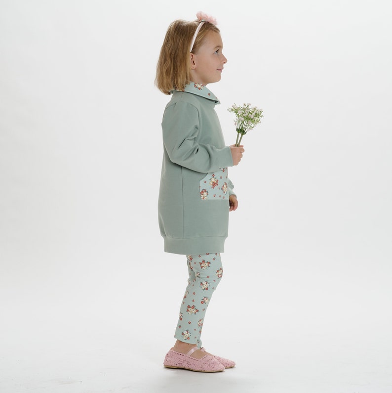 Toddler Kids Girls Tunic casual sweatshirt and leggings sewing pattern ebook pdf, 12m to 11y image 9