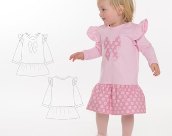 Sewing Pattern Baby Sweatshirt Dress SOPHIE PDF 2in1 Sizes 0m-4y