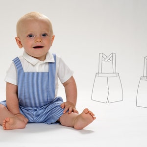 Bib pants / shorts/dungaree for babies and children MAX, sizes 6m-7y, sewing pattern pdf by Patternforkids
