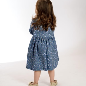 Sewing Pattern Tutorial PDF Download Digital Guide Girls Dress Instructions Beginner Friendly Project Multiple Size Range Button Front Style Ruffle Bodice Design Gathered Skirt Detail Complete Photo Instructions Easy Learning Steps