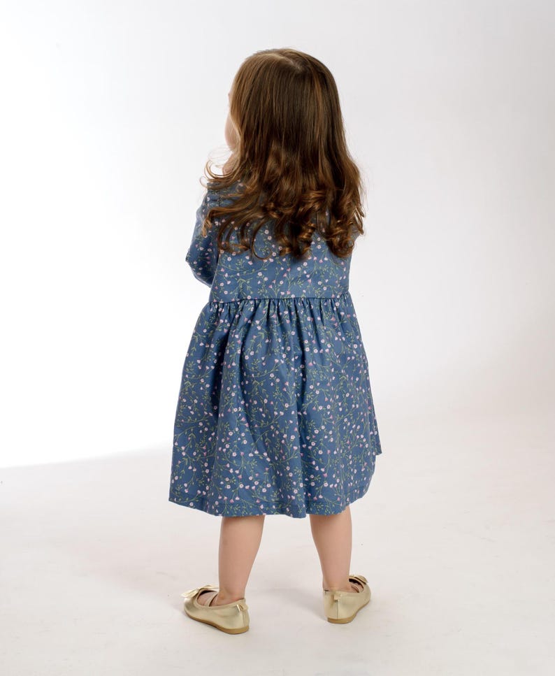 Sewing Pattern Tutorial PDF Download Digital Guide Girls Dress Instructions Beginner Friendly Project Multiple Size Range Button Front Style Ruffle Bodice Design Gathered Skirt Detail Complete Photo Instructions Easy Learning Steps