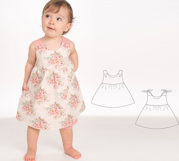 Babykleid PDF Schnittmuster , Trägerkleid, 62, 104, Anfänger