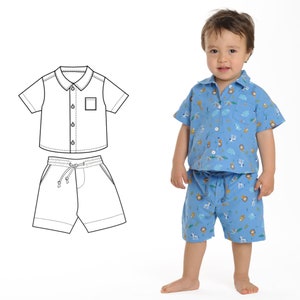Boys baby/toddler shirt and pants, sewing pattern eBook pdf. TOM+NOAH sizes 6m to 7y by Patternforkids.