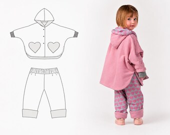 Kids Poncho Pattern MARA + Reversible Pants FIOCCO – PDF Set 9m–10y