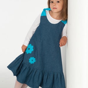 Easy girls pinafore dress sewing pattern w. hem buttons. Sleeveless tunic pattern for baby kids ebook pdf STEFFI by Patternforkids imagem 10