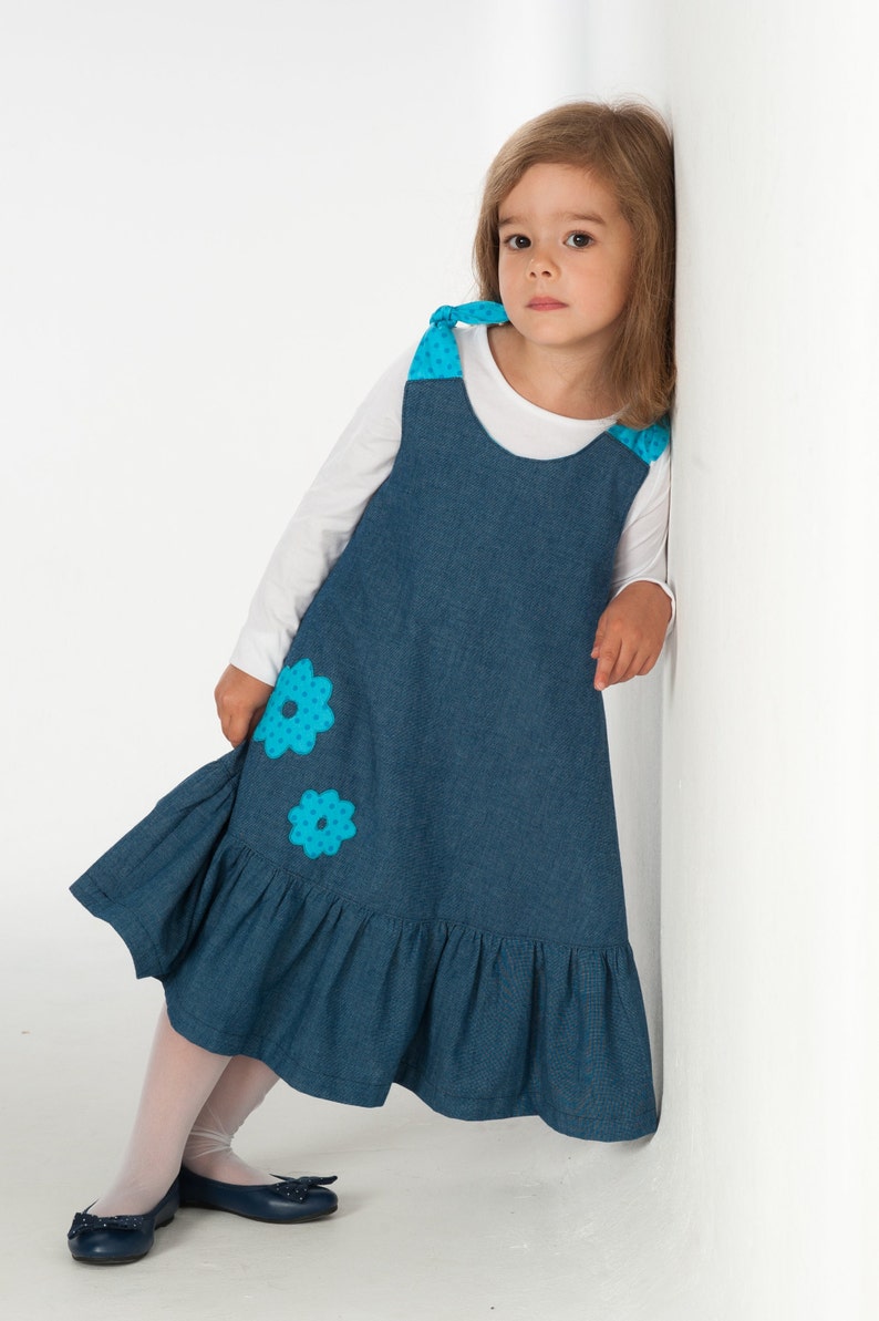 Easy girls pinafore dress sewing pattern w. hem buttons. Sleeveless tunic pattern for baby kids ebook pdf STEFFI by Patternforkids imagem 10