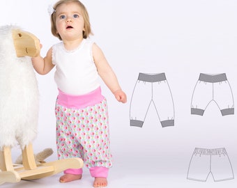 Baby Schnittmuster Checkerhose Kinder Strampler für Junge + Mädchen pdf Kinder Wende Hose mit Bündchen, Bündchenhose ARIA von Patternforkids