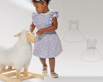 Pinafore Dress Pattern LIVIA – Ruffle Strap Dress PDF 6m–7y