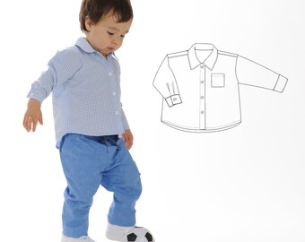 Boys baby/toddler shirt, sewing pattern pdf. TOM, sizes 6m to 7y by Patternforkids.