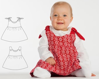 Pinafore Dress Pattern LIPSIA CLARA – Baby Girl Dress PDF 2 Views 3m–4y