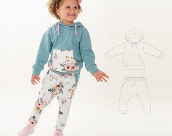 Zestaw wykrojów do szycia Bluza z kapturem i spodnie FLY DADO PDF 2 w 1 80/86-140/146