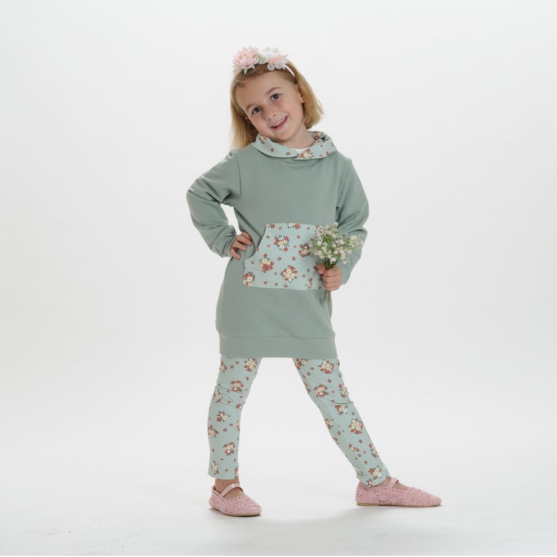 Toddler Kids Girls Tunic casual sweatshirt and leggings sewing pattern ebook pdf, 12m to 11y image 8