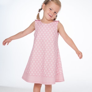 Easy girls pinafore dress sewing pattern w. hem buttons. Sleeveless tunic pattern for baby kids ebook pdf STEFFI by Patternforkids imagem 1