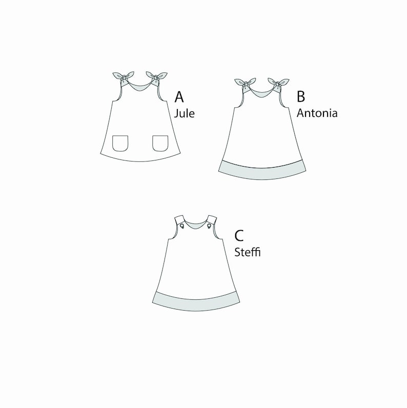 Hängerchen / Kleid für Mädchen in 3 Variationen, Größen 68-122 Schnittmuster Ebook pdf von Patternforkids Bild 3