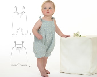 Schnittmuster Overall/Jumpsuit Baby/Kleinkind Mädchen mit schleife Größen 50-104 NELE Patternforkids