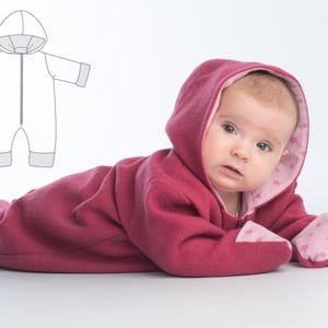 Baby Hooded Romper Pattern SOLE – Zipper Jumpsuit PDF Sizes 1m–18m